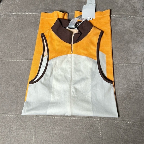 Zara Orange and White Tank Top with Color-Block Design - Picture 11 of 15